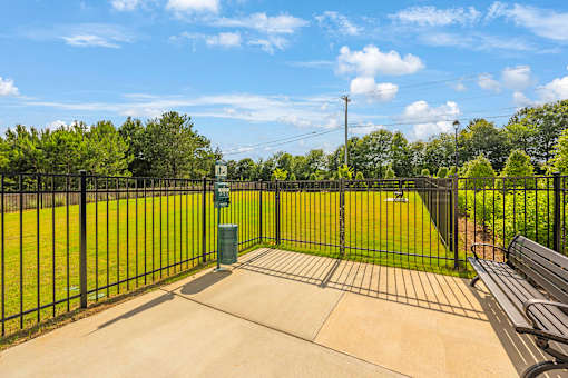 a view of a park with a fence and a bench