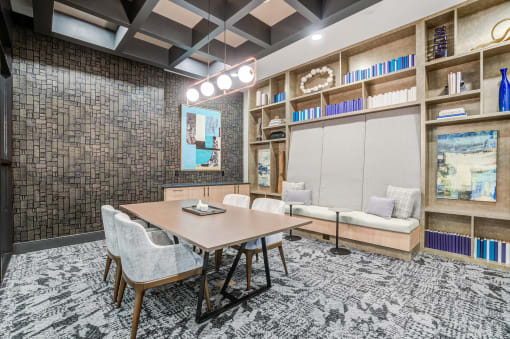 a room filled with furniture and a large window