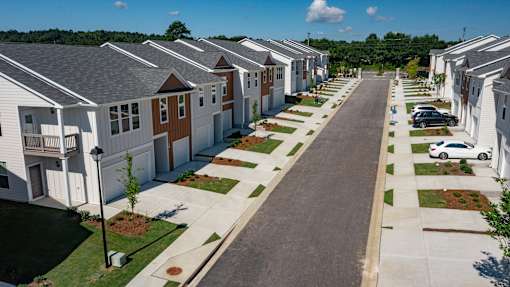 a row of houses on a street