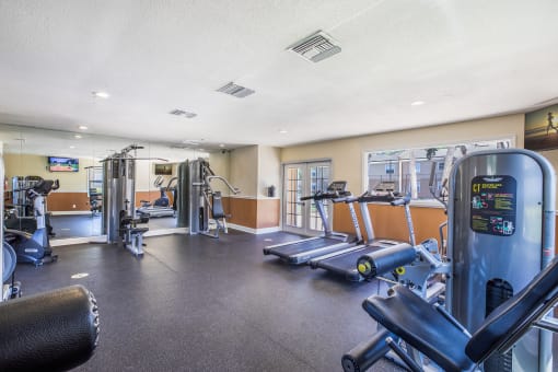 the gym at our apartments has cardio equipment and weights