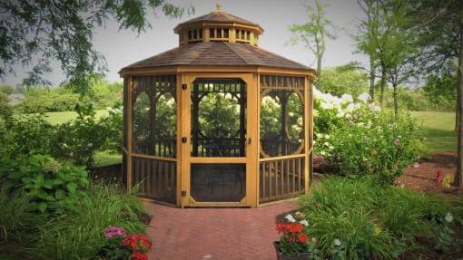 a gazebo in a garden