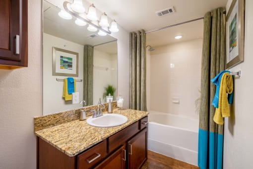 bathrooms in the rental home  at Orion Prosper, Prosper, TX