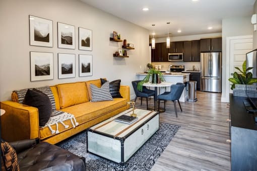 Living room at Icon Apartment Homes at Ferguson Farm, Montana, 59718