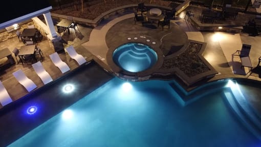 Pool Aerial view1 at Icon Apartment Homes at Ferguson Farm, Bozeman, Montana