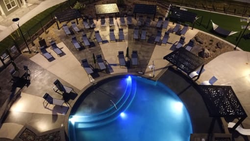 Pool Aerial view at Icon Apartment Homes at Ferguson Farm, Bozeman, 59718