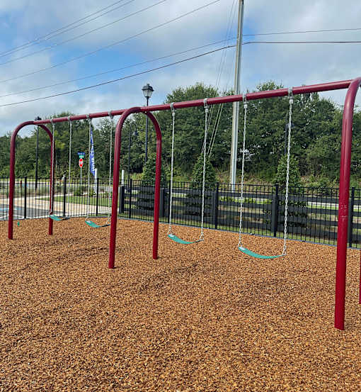 a swing set at a park
