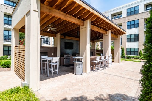 the preserve at ballantyne commons outdoor patio with seating and a grill