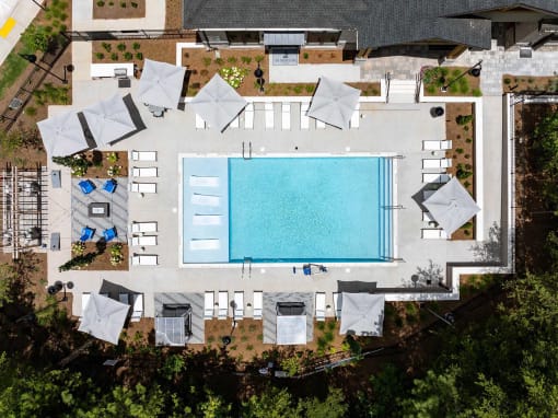 a birds eye view of the pool at the resort