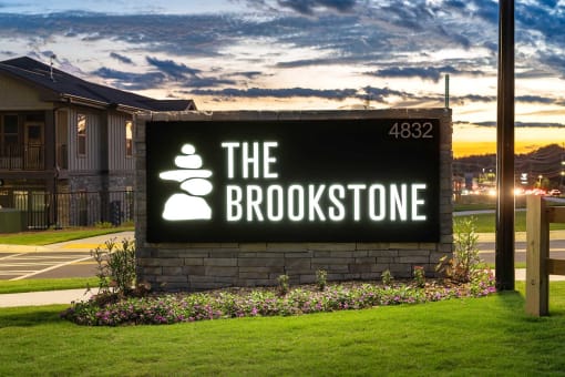 the signage for the brookstone at sunset