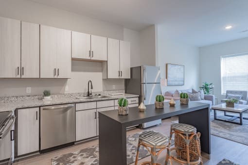 the preserve at ballantyne commons apartment kitchen and living room