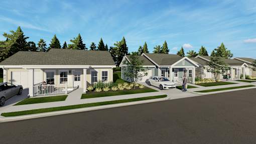 Exterior view of row of houses at Allier Heartwood, Georgia, 31324
