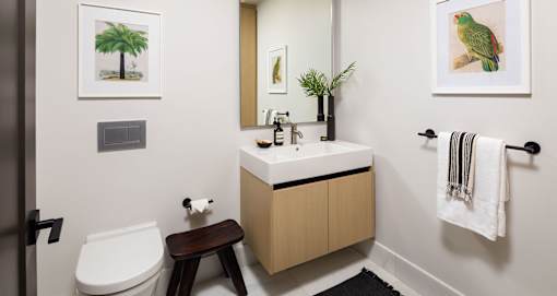 Built in cabinets in every bathroom for extra storage