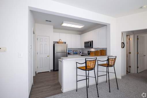 Open kitchen with breakfast bar