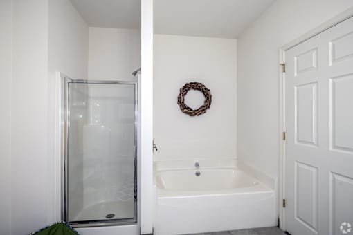 Stall shower with large soaking tub
