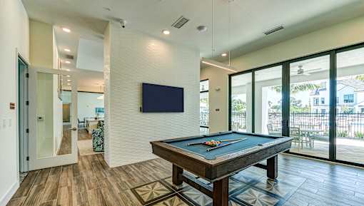 Billiards Table In Clubhouse at Imperial Crossing Luxury Apartment Homes, Florida