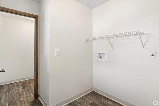 Washer and dryer hookup of an available home for rent at Cabot's Mill in Central Ohio.