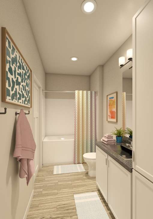 Custom Look Bathroom at Greenwood Commons Apartments, Ohio