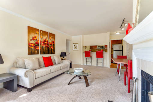 Living And Kitchen at The Courts at Fair Oaks, Fairfax, Virginia