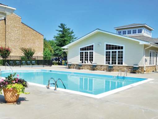 Pool with Relaxing Area at The Apartments at Elmwood Terrace, Frederick, Maryland