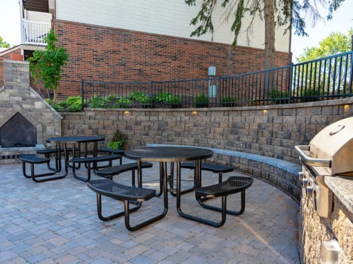 Community area with fire pit and grill