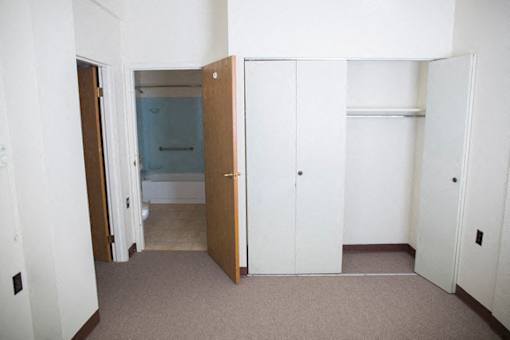 The Roosevelt Apartments - One-bedroom, One-Bath Units – Buffalo, New York – High-rise - Closet – Master - Storage – Carpet - Handrails - Ask for a Tour – Pet Friendly