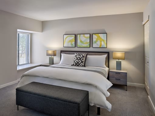 Bedroom With Expansive Windows at Blue Bell Villas, Blue Bell