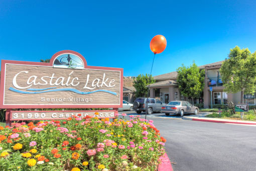 Entry sign at CASTAIC LAKE SENIOR VILLAGE, Castaic California
