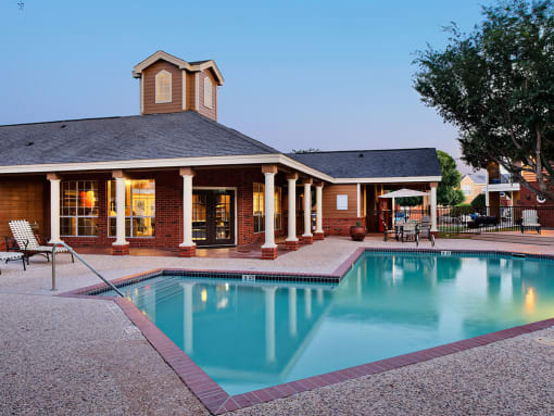 Pool and exterior of clubhouse