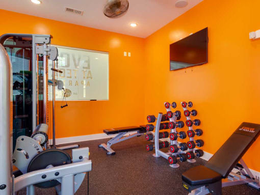 Fitness Center With Modern Equipment at Evolve at Tega Cay, South Carolina, 29708