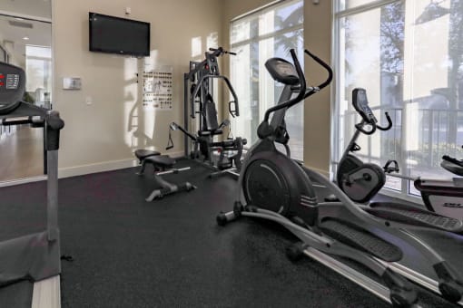 fitness center with television