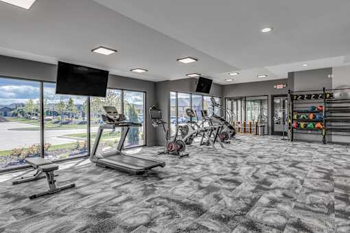 Fitness center at the Quarry Apartments in DeWitt Michigan