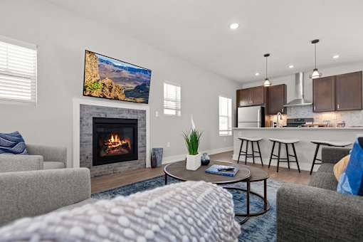 Living room at the Quarry Apartments in DeWitt Michigan
