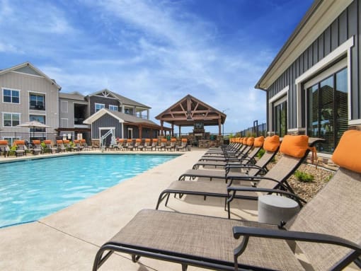 Pool Side Relaxing Area at Watermark at Harvest Junction, Colorado, 80501