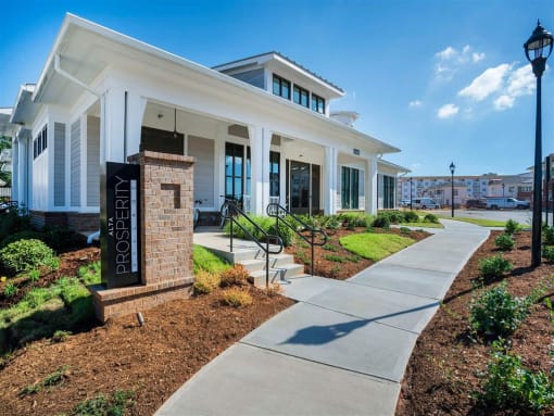Appearance Of Main Entry at Pointe at Prosperity Village Apartment Homes in North Carolina