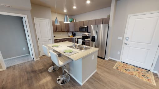 Island Kitchen at Upscale Living at the Grand off 45th, North Dakota