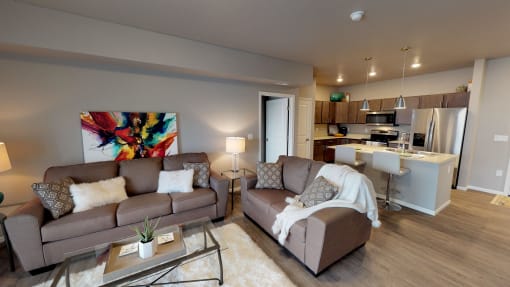 Living Space With Kitchen at Upscale Living at the Grand off 45th, Fargo