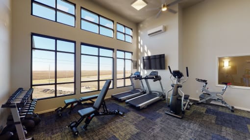gym, fitness center at Upscale Living at the Grand off 45th, Fargo, ND 58104