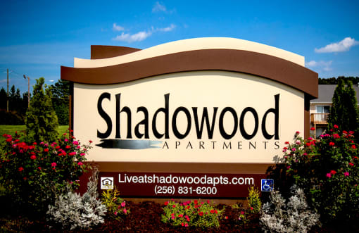 Shadowood Apartments monument sign at entrance