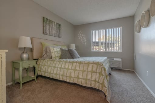 Bedroom with window at Monterra Ridge Apartments, Canyon Country, CA