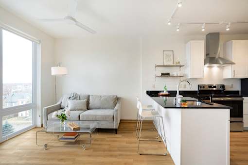 Kitchen And Living at Lyndy Apartments, Minneapolis, 55408
