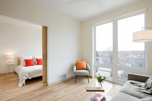 Bedroom View at Lyndy Apartments, Minneapolis, Minnesota