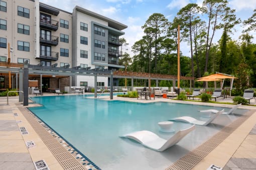 Pool patio at JTB Apartments, Jacksonville, Florida