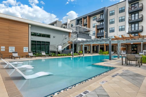 Swimming pool area at JTB Apartments, Jacksonville