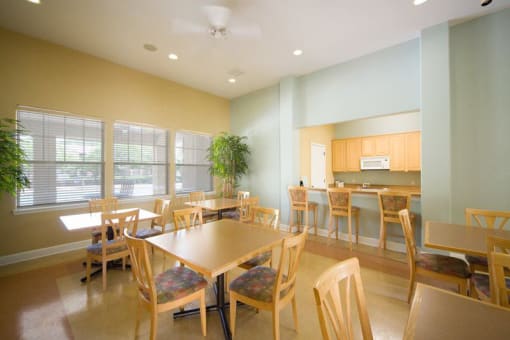 Clubhouse kitchen with breakfast bar and cafe style seating