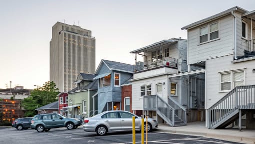 Front exterior view of several First Avenue Homes