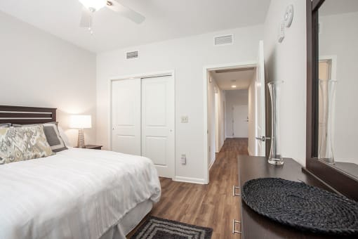 Furnished bedroom interior, Beecher Terrace Apartments, Louisville, KY
