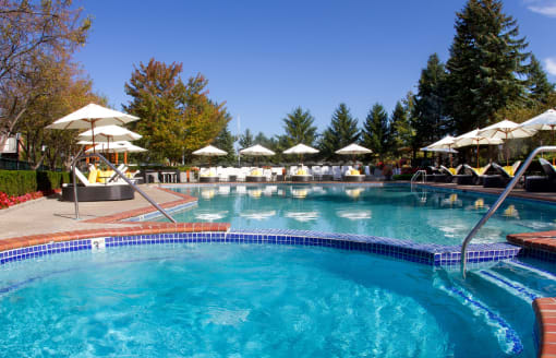 Pool and hot tub | River Oaks West Apartments in Novi, MI