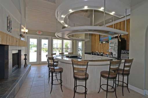 entertainment and social space inside Harbour Breeze Apartment community