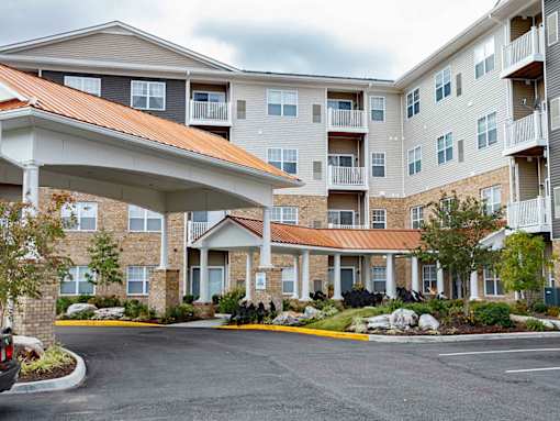 main entrance elevation of 900 Acqua Senior Apartments
