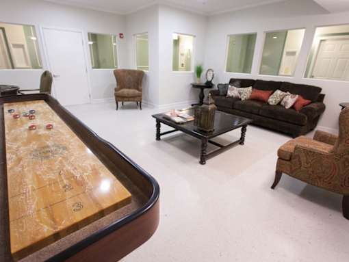 indoor shuffle board game room and lounge